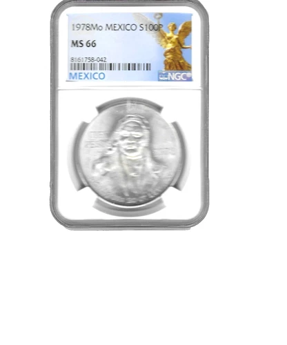 1978 MEXICO SILVER 100 PESOS S100P NGC MS 66 STELLAR LUSTER GEM BU
