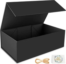 Black Gift Box, 9.5x6x3'' Gift boxes for Presents with Lids Magnetic Closure Rec