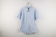 Vtg 70s 80s Streetwear Mens 16 Striped Short Sleeve Oxford Button Down Shirt USA