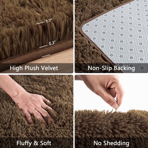 8x10 Extra Large Shag Area Rug for Living Room, Fluffy Soft Plush Light Brown... - Picture 4 of 8