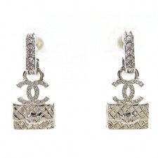 Chanel Coco Mark Matelasse Pierce Earrings Women Silver One Size