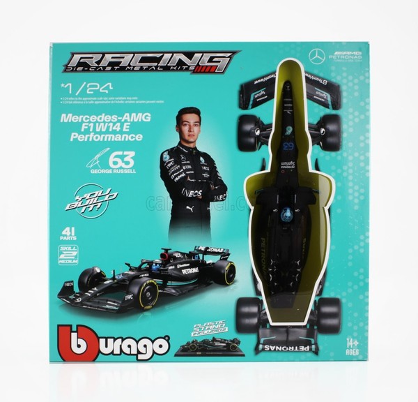 Burago 1/24 Kit F1 Mercedes W14 Russell 2023 Statisches Modell Diecast-image