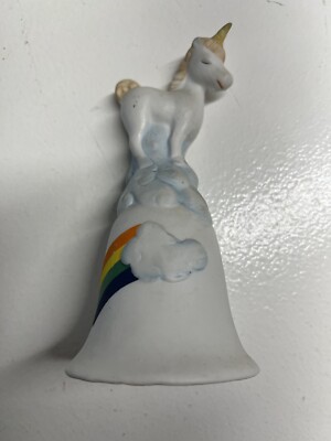 Ceramic Rainbow Unicorn bell, missing bell inside, 5.5 
