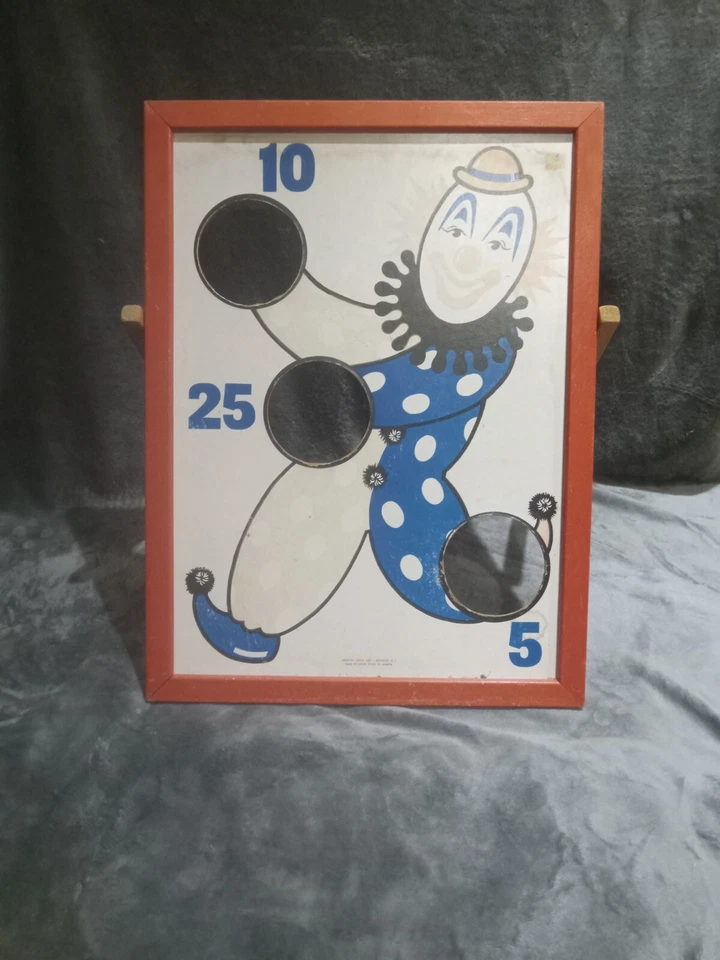 Tablero de juego vintage American Visual Aids Brooklyn NY Carnaval Payaso Bolsa de frijoles Lanzar Foto 2 de 4