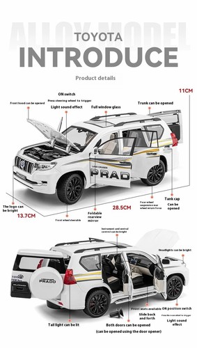 1/18 Toyota Land Cruiser Prado GX White Diecast Model Car Gifts For Friends - Picture 21 of 48