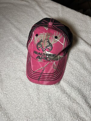 REALTREE APC Womens Ball Cap hook and loop Distressed Pink 3D Embroidery Logo