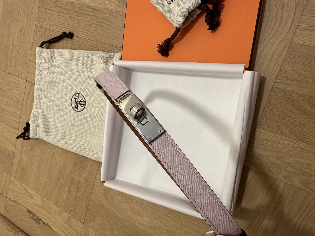 NEW HERMES Mauve Pale Epsom GHW Kelly 18 Belt One Size  display picture 2
