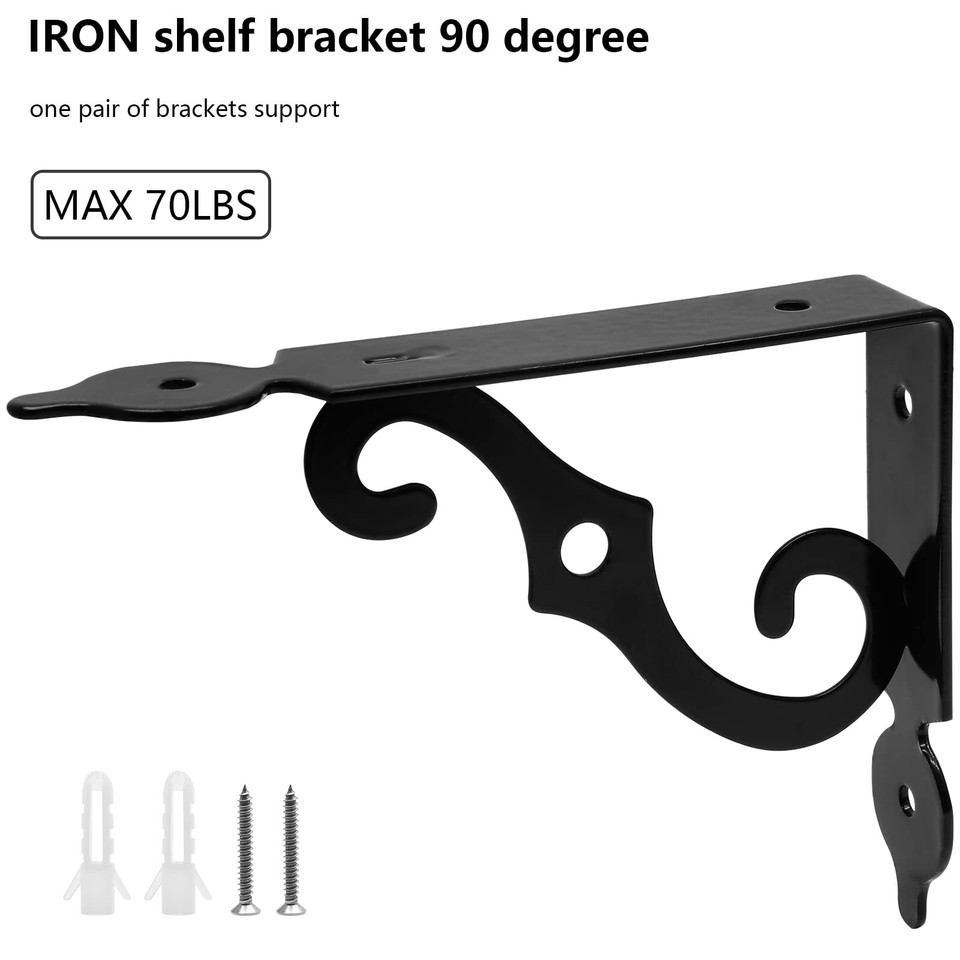 2 Pack 5.4 Inch Wall Mounted Metal L Bracket Decorative Shelf Support
