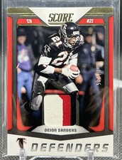 2018 Score Deion Sanders Prime Game-Used Jersey Card. 3-Color GU Falcons /25.