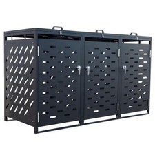 Mülltonnenbox Müllbox Mülltonnenverkleidung 3 Türen Box Anthrazit mit Deckel