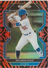 2022 Panini Prizm Wilman Diaz Tiger Stripe Prizm RC 52/99 Los Angeles Dodgers