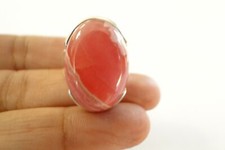 Oval Pink Rhodochrosite 925 Sterling Silver Ring Size 7 3/4