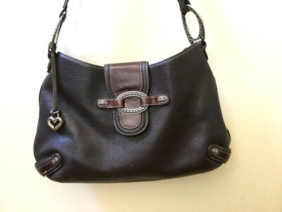 s-l400.jpg Brighton brown pebbled leather whipstitch shoulder bag main image 0