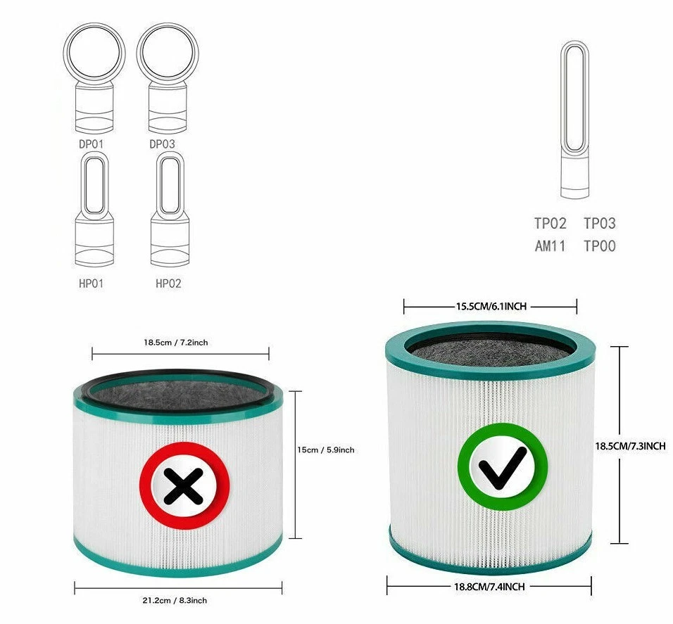 Air Purifier HEPA Filter For Dyson Pure Cool Link TP00 TP01 TP02 TP03 AM11 BP01