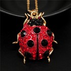 Fashion Women Red Rhinestone Lovely Ladybug Beetle Pendant Chain Necklace