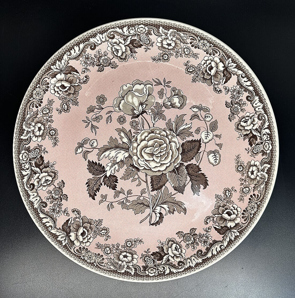 Spode Archive Coll Pink Rosa Flowers Chop Plate Platter 12.8