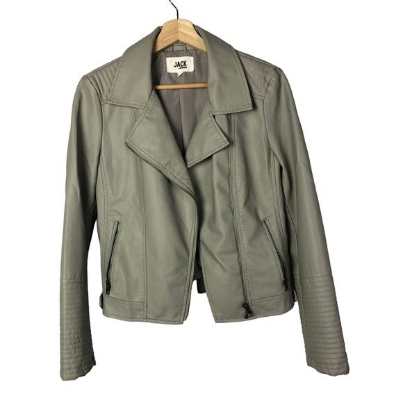Jack by BB Dakota Laren Gray Faux Leather Moto Jacket M | eBay