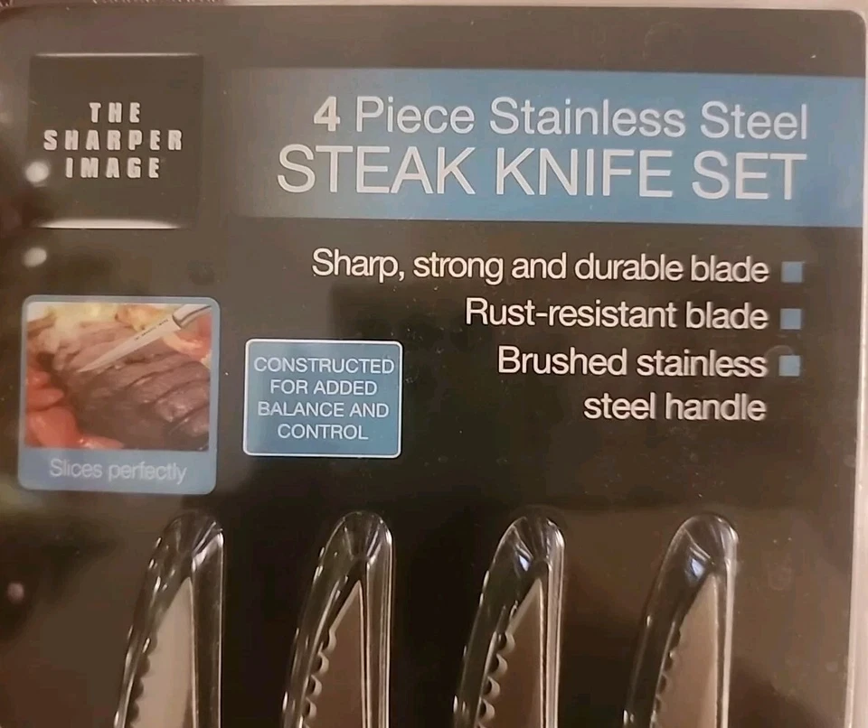 Juego de 4 cuchillos para carne de acero inoxidable Sharper Image NUEVO Foto 2 de 3