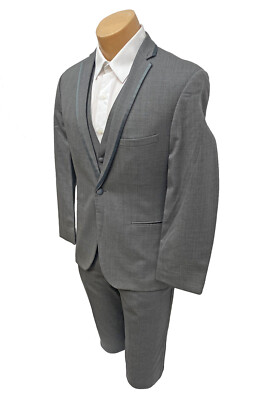 grey dress pants and vest 2 Buttons Wedding Silver Grey Satin Men Suits 3Pcs Jacket+Pants+Vest main image 1