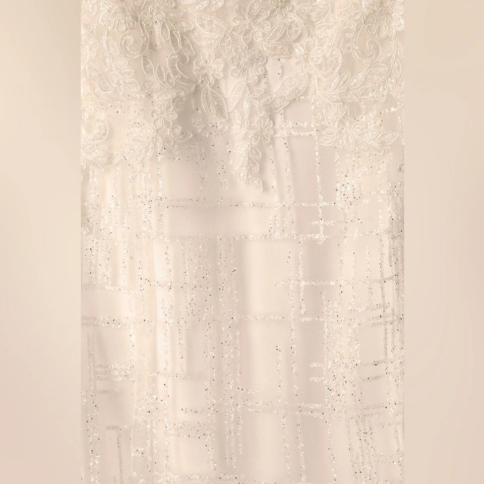 Vestido maxi de renda bordado com cadarço glitter branco tamanho 4 - Novo sem etiquetas Lulus Wonderstruck - Imagem 4 de 4