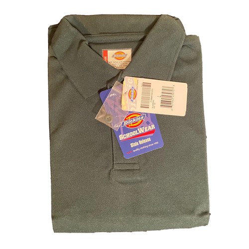 NWT Dickies Kids Size Large 14/16 School Uniform Polo Shirt Long Sleeve Green