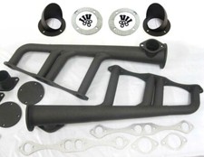 Sbc Chevy Lake Style Lakester Headers 305 350 Black 1 58 Tubes 3.5 Turn Outs