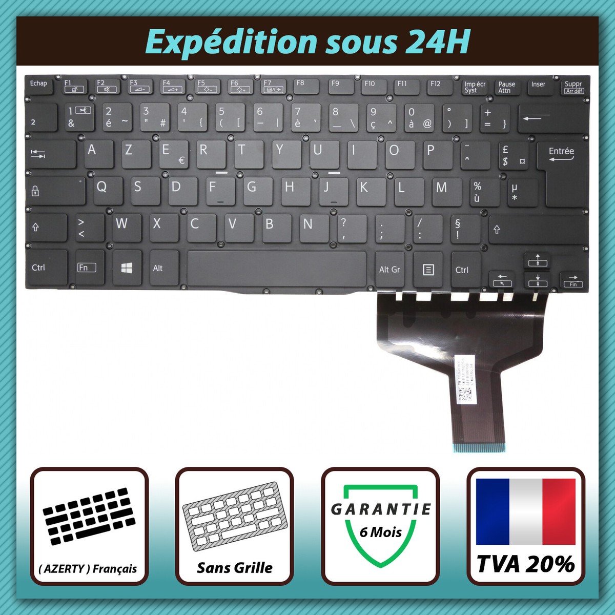 Clavier AZERTY Français Original Pour Sony Vaio Fit Multi-Flip 13 SVF13N - Neuf - Réf. CL-438-SVFAZN