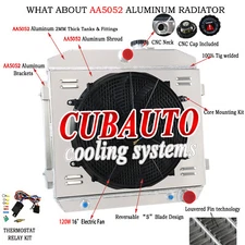 For 1955-1957 56 Chevrolet Bel Air Belair V8 3Row Radiator Shroud Fan Relay Kit