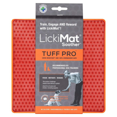 LickiMat Soother PRO Tuff orange 20x20cm für Hunde - spülmaschinenfest & gesund