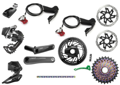 SRAM RED AXS E1, 2x12 Gruppe Powermeter 52/39 Rainbow, Disc NEU