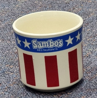 VINTAGE SAMBO'S RESTAURANT Red White Blue Stars COFFEE MUG