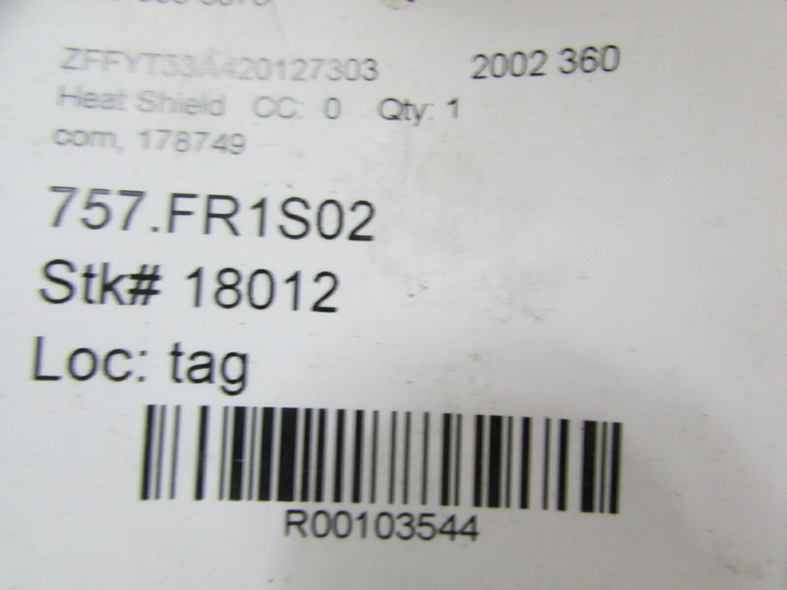 Ferrari 360, AC Compressor Heat Shield, Used, P/N 178749