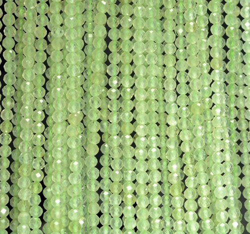 3 MM HELLGRÜNER PREHNIT EDELSTEIN MIKRO FACETTIERT RUND LOSE PERLEN 15,5 ZOLL - Bild 3 von 4