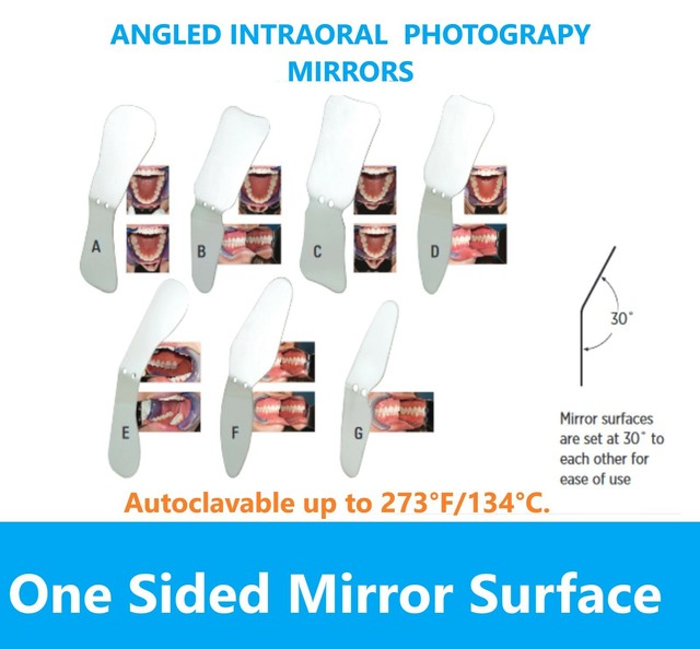 Dental Orthodontic Intraoral Photo Mirrors Buccal, Occlusal, One Sided