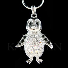 Black Emperor Penguin made with Swarovski Crystal Antarctica Jewelry Necklace