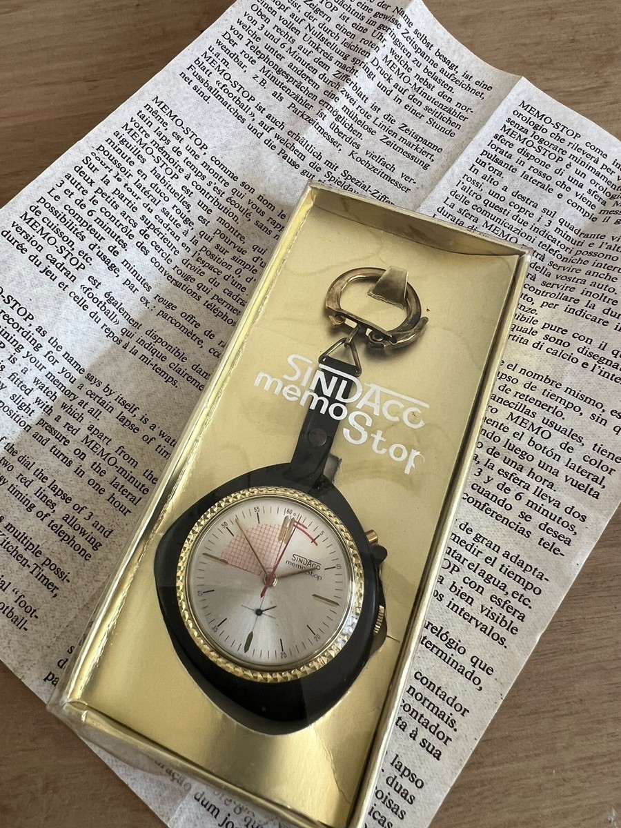 Vintage Sindaco Memo Sport Chronograph pocket Watch keys ring Box