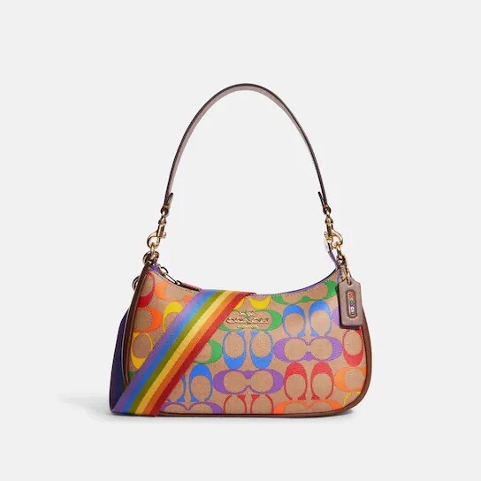 NWT Coach Pride Teri Shoulder Bag In Rainbow Signature Canvas | eBay