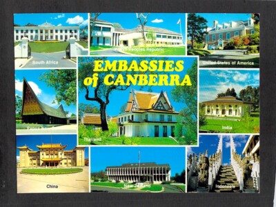 B0929 Australia ACT Embassies of Canberra postcard