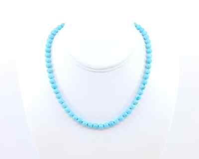 Robin's Egg Blue Turquoise Necklace, 6mm Arizona Beaded Gemstone Artisan Choker