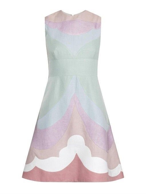 valentino linen dress Valentino NWT $5600 Sleeveless Fit/Flare Rainbow Linen Dress Size IT 42 US 6