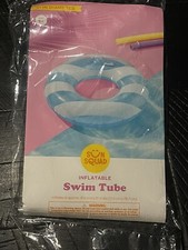 NEW SUN SQUAD INFLATABLE 31" Swim Tube Mint POOL FLOAT Striped