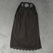 Lulus Bywater Black Lace Trim Swing Dress Halter Neck Back Cutout Womens Large