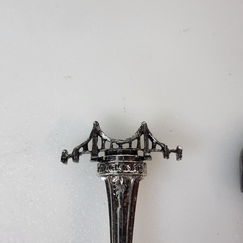 Vintage Mackinaw Bridge Michigan Souvenir Spoons Fort Michilmackinaw Lot 2 - Picture 8 of 8