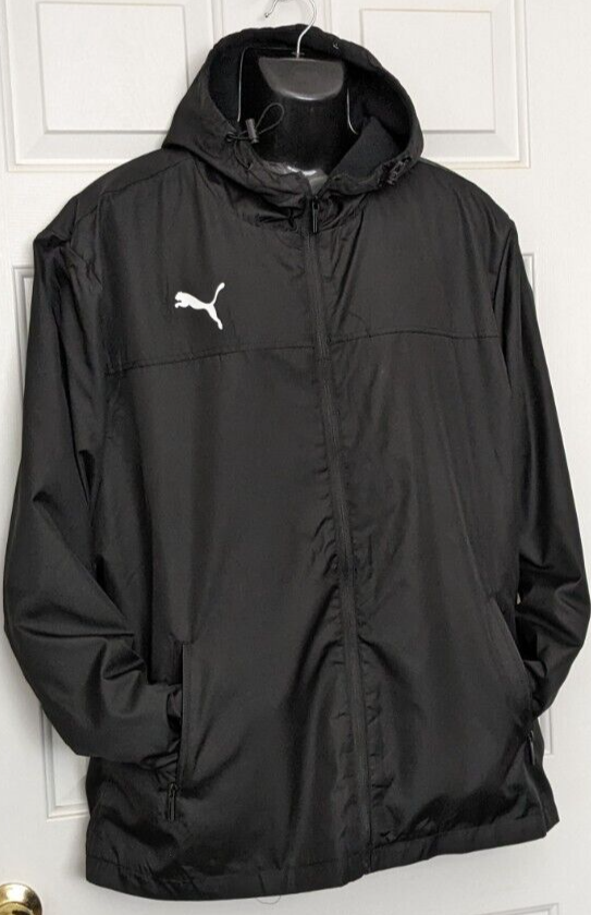 New Puma Full Zip Jacket Men's Hooded Fleece Lined PMA9009 Black Size XL
