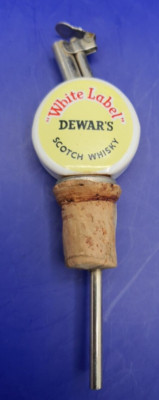 ORIGINAL White Label DEWARS Scotch Whisky Cork Stopper Pourer