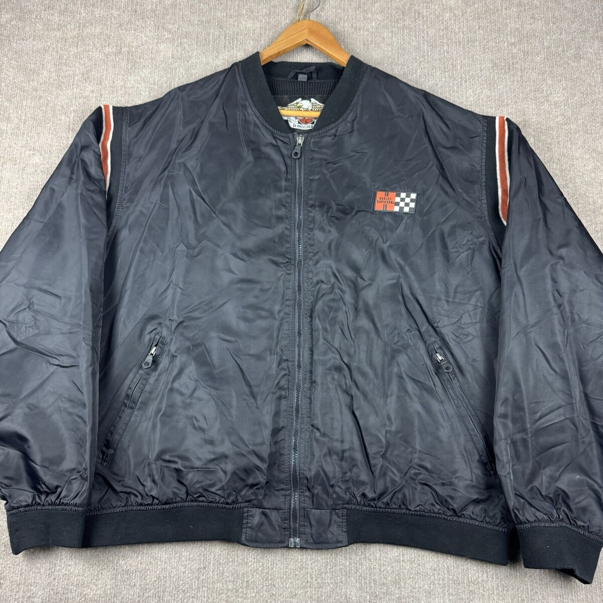 Vintage Harley Davidson Bomber Jacket 2XL Black Full Zip 4 Vintage Harley Davidson Bomber Jacket 2XL Black Full Zip 4