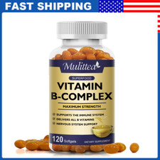 Vitamin B Complex 120 Capsules B1,B2,B3,B5,B6,B7,B9,B12, Immune Support Pills