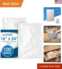 Pack of 100 Frosted Clear Zipper Bags 16" x 24" - Ideal for Wigs & Clothing