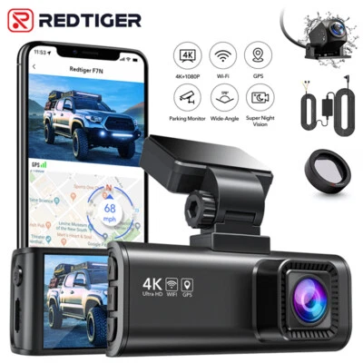 REDTIGER F7N Front and Rear Dash Cam 4K With Hardwire Kit and Polarizing Lens