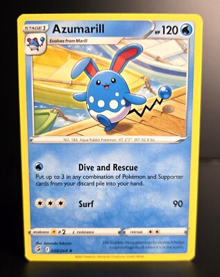 Pokémon TCG - Azumarill - 059/264 - Rare - Fusion Strike (2021 Pokémon TCG - Azumarill - 059/264 - Rare - Fusion Strike (2021